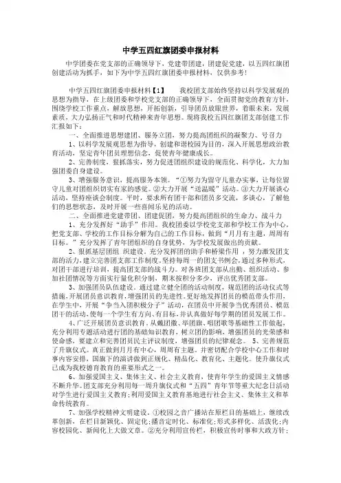 中学五四红旗团委申报材料
