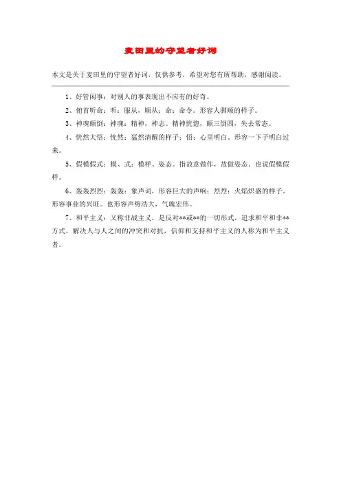 麦田里的守望者好词