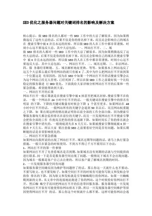 SEO优化之服务器问题对关键词排名的影响及解决方案