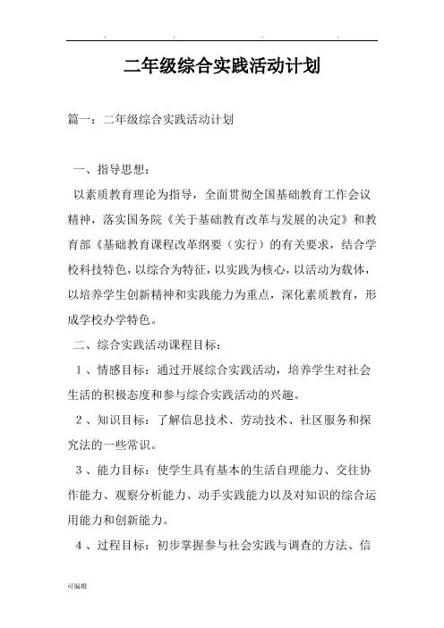 二年级综合实践活动计划