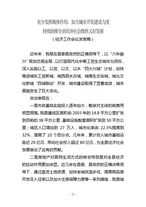 经济工作会议发言稿