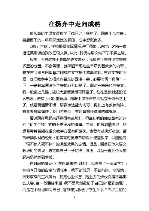 在扬弃中走向成熟