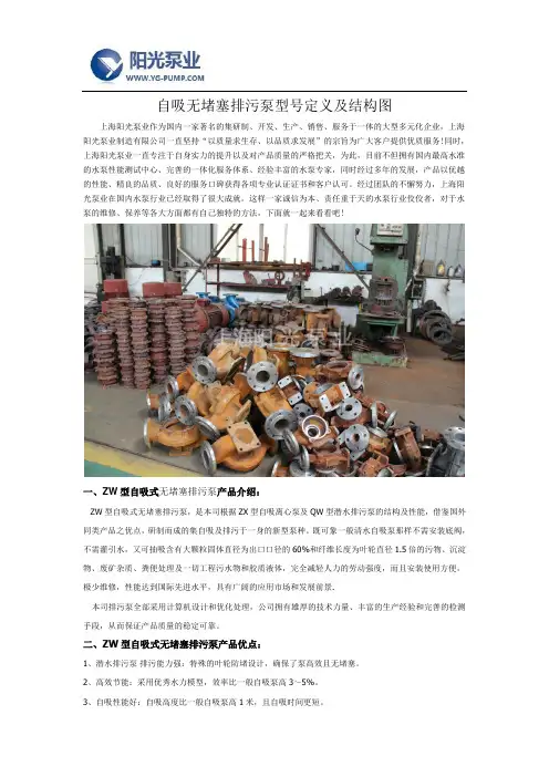 自吸无堵塞排污泵型号定义及结构图