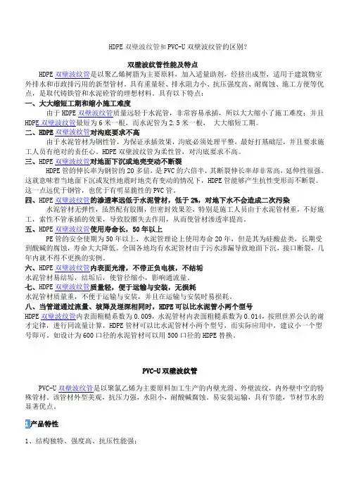 HDPE双壁波纹管和PVC-U双壁波纹管的区别？