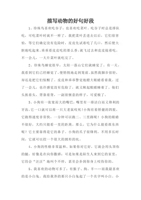初中作文素材(描写动物的好句好段)