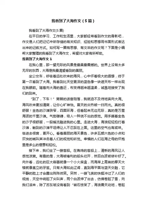 我看到了大海作文（5篇）