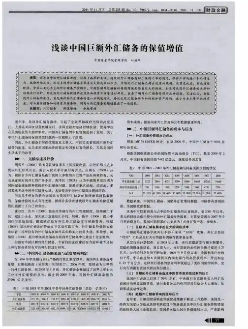 浅谈中国巨额外汇储备的保值增值