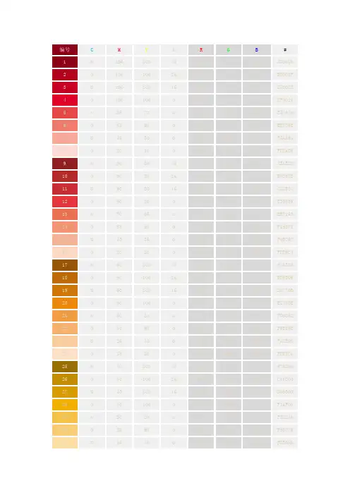 CMYK、RGB、16进制、色系表