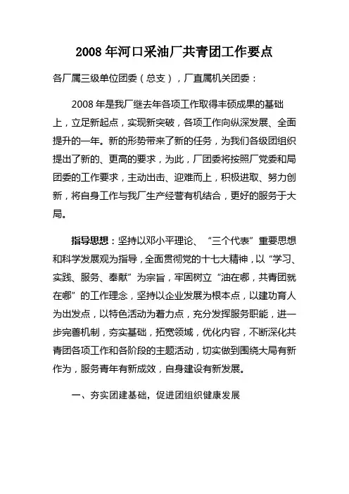 共青团工作要点