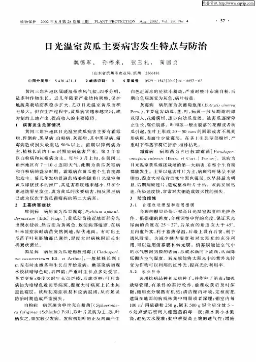日光温室黄瓜主要病害发生特点与防治