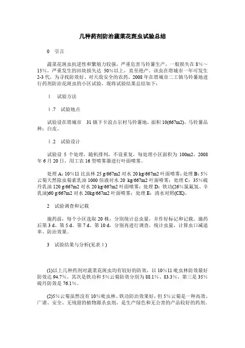 几种药剂防治蔬菜花斑虫试验总结