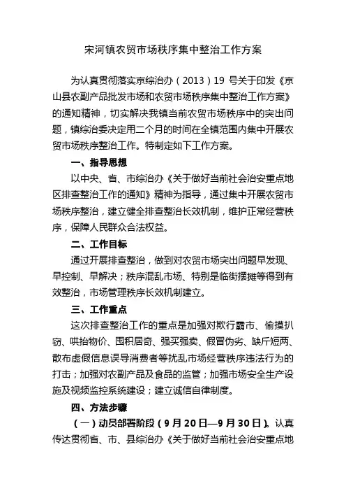 宋河镇农贸市场秩序集中整治工作方案