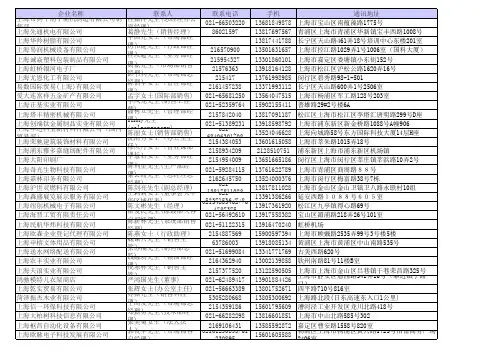 企业联系方式 上海企业名录