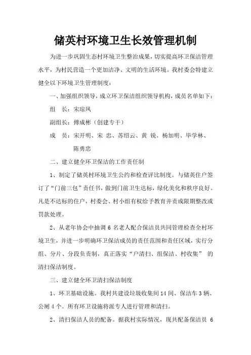 储英村环境卫生长效管理机制