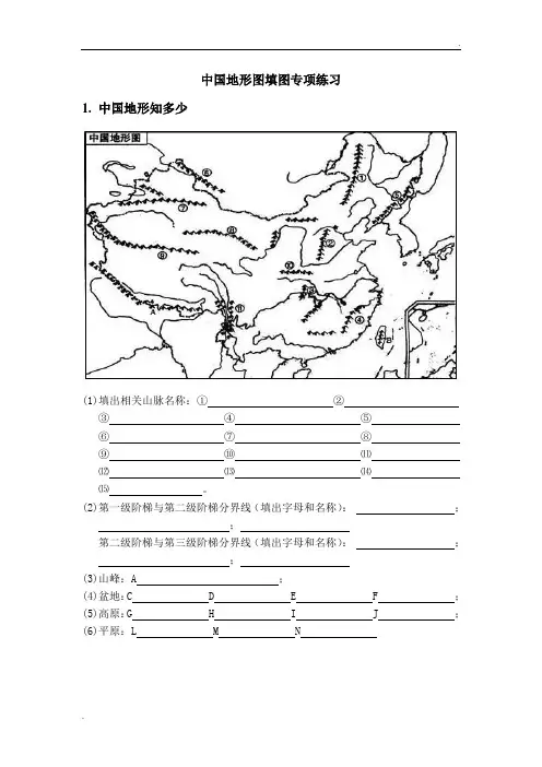 中国地形图填图专项练习