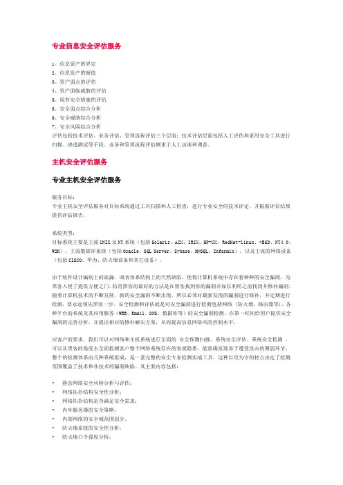 安全评估服务内容