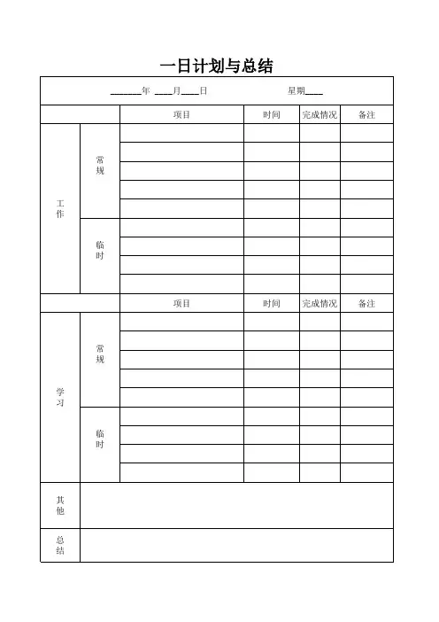 每日工作计划与总结表