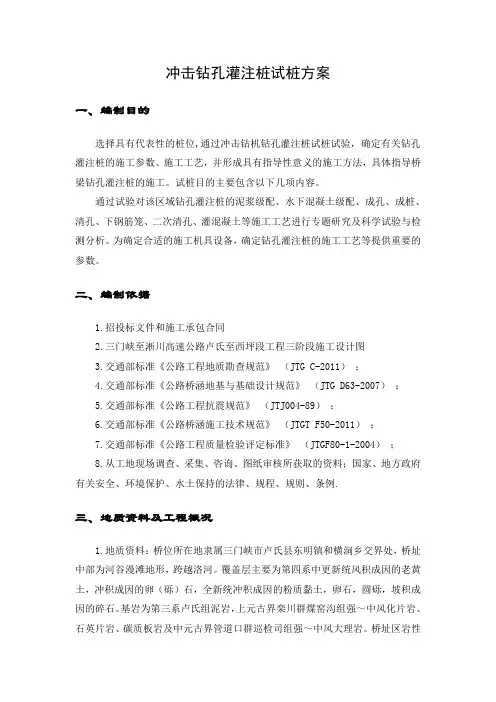 冲击钻孔灌注桩试桩施工方案