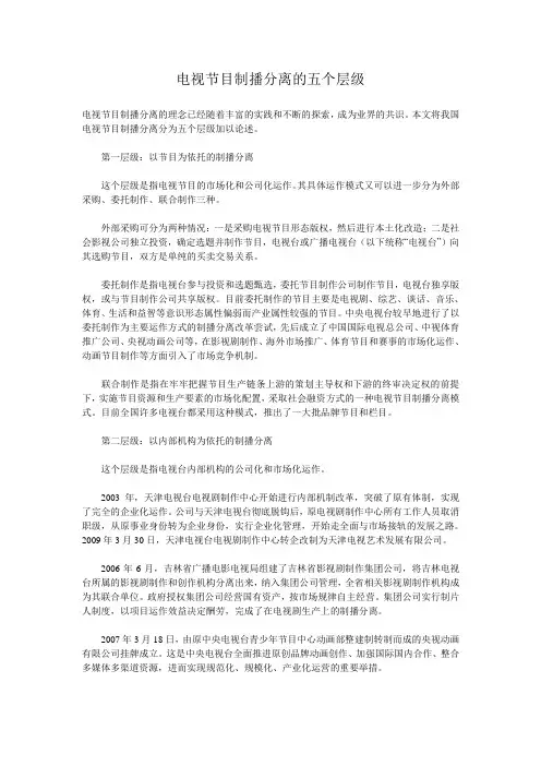 电视节目制播分离的五个层级