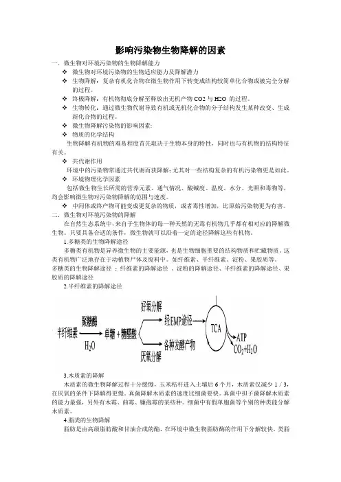 影响污染物生物降解的因素