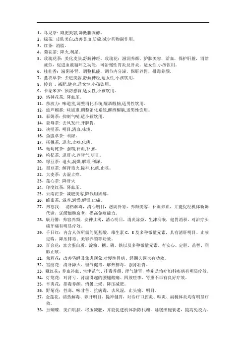 九年级英语各种茶叶的功效