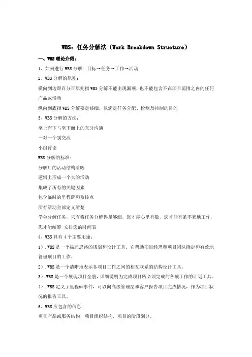 WBS任务分解法介绍