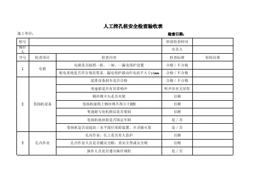 人工挖孔桩安全检查验收表