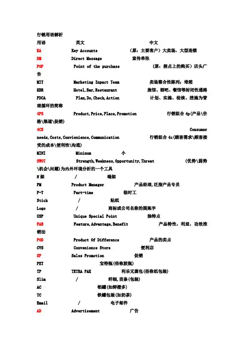 快速消费品人必备英文缩写