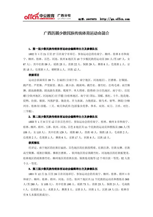 广西历届少数民族传统体育运动会简介