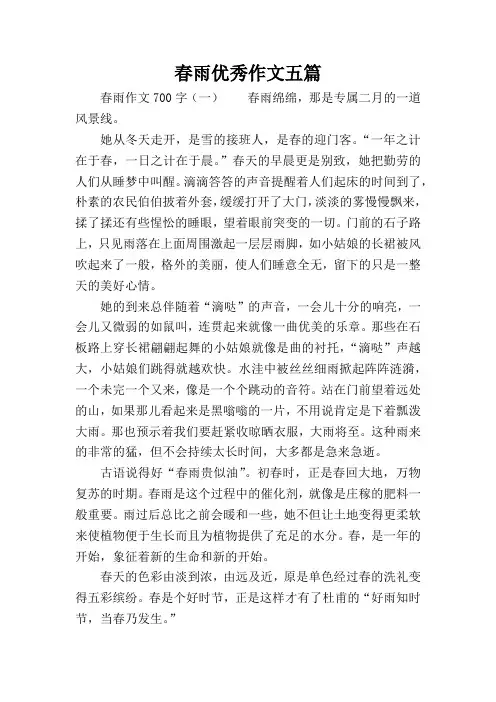 春雨优秀作文五篇