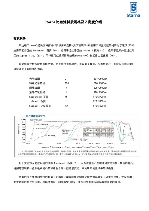 Starna比色皿材质规格及Z高度介绍