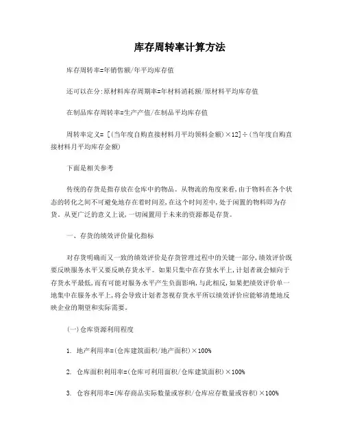 库存周转率计算方法