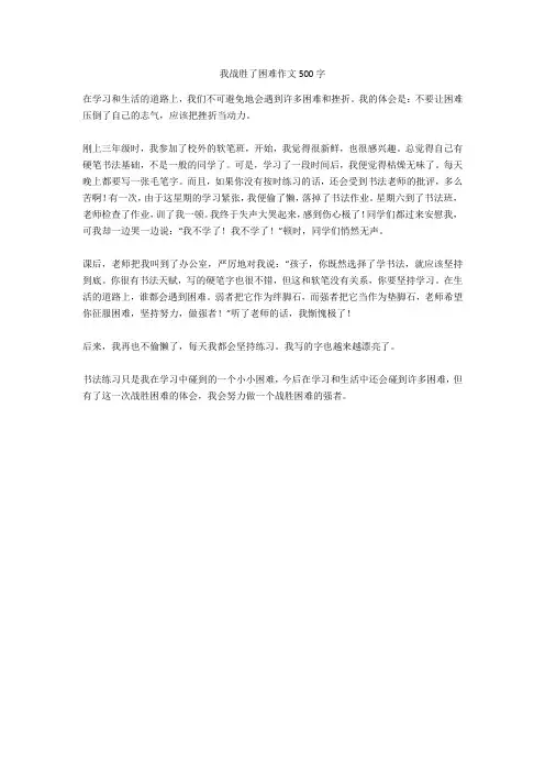 我战胜了困难作文500字