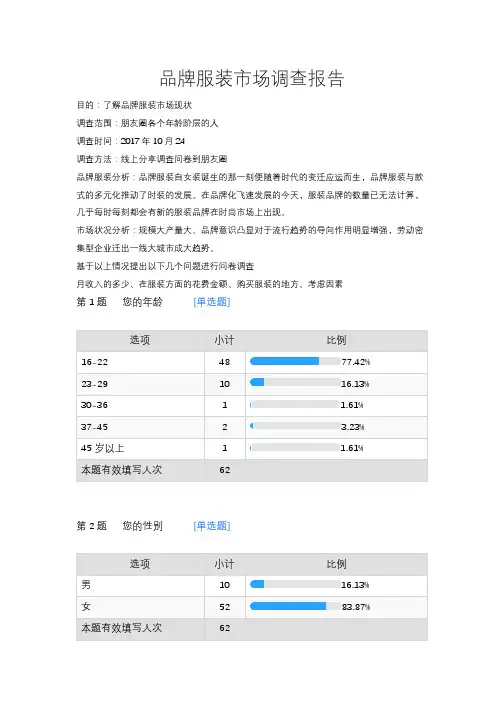 品牌服装市场调查报告