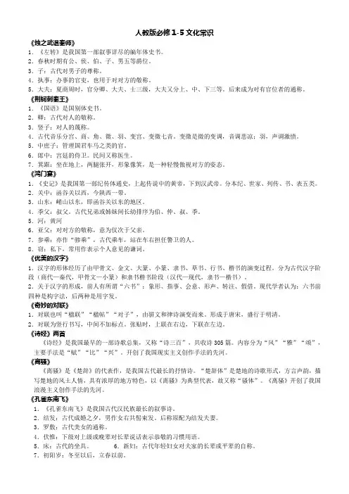 人教版必修1-5文化常识(1)