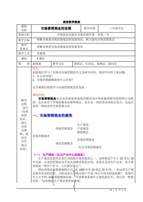 第二节   市场营销观念的发展