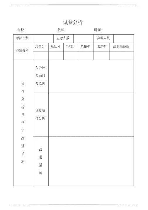 试卷分析表 万能模板