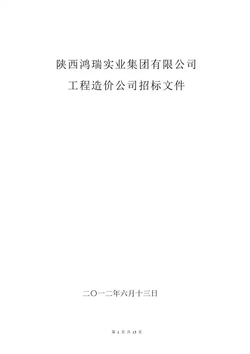 招标代理招标招标文件