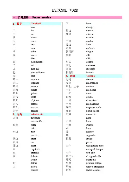 西班牙语基础词汇 - 2000个