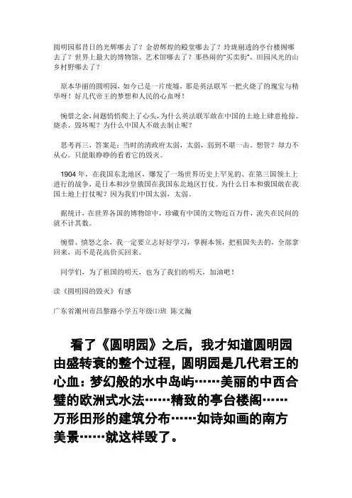 火烧圆明园观后感