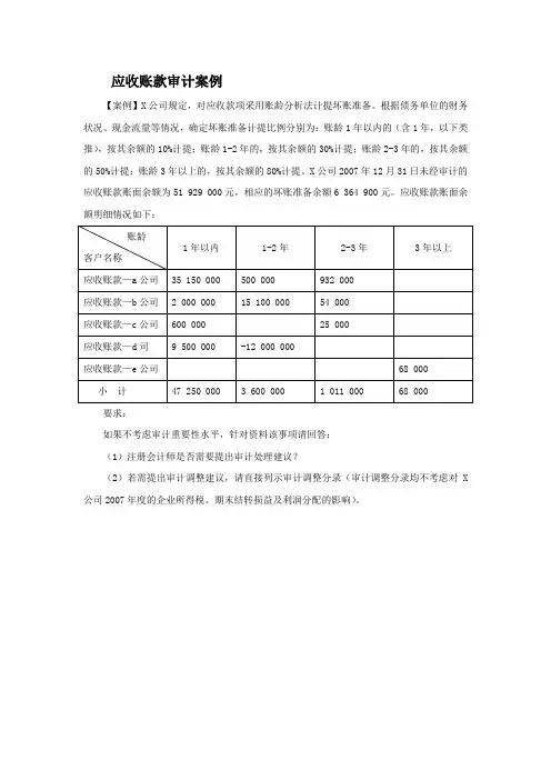 应收账款审计案例