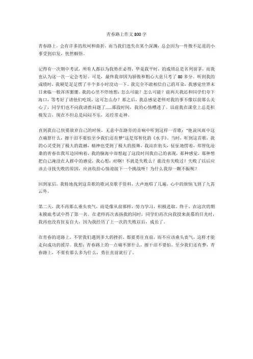 青春路上作文800字