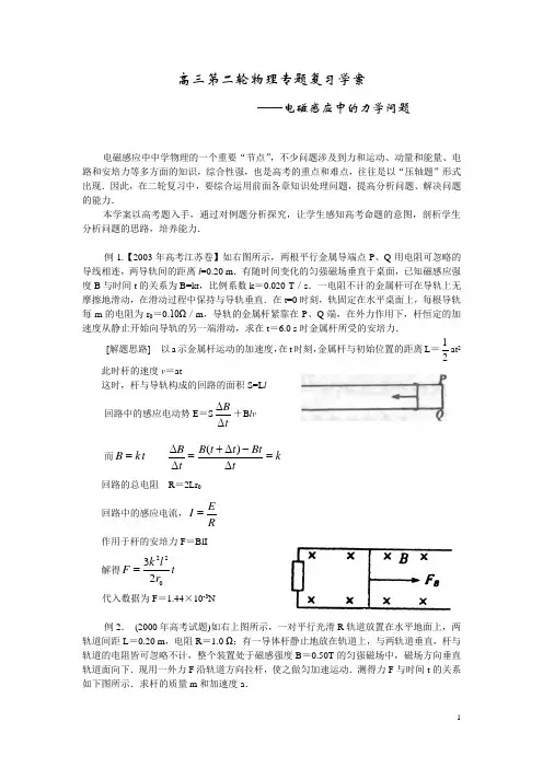 专题15：电磁感应力学综合题