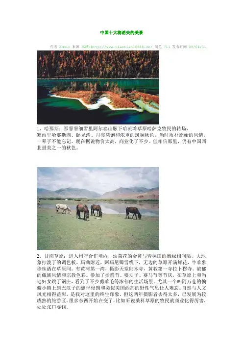 中国十大将消失的美景