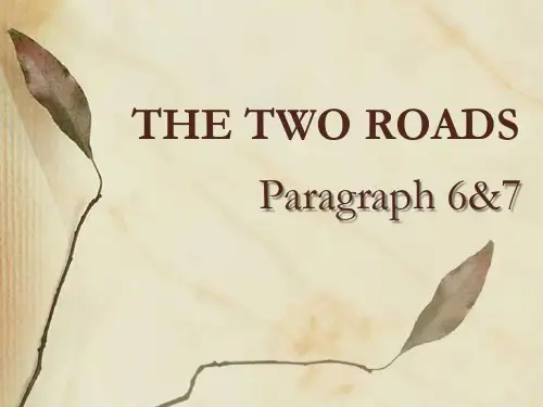 THE TWO ROADS翻译赏析
