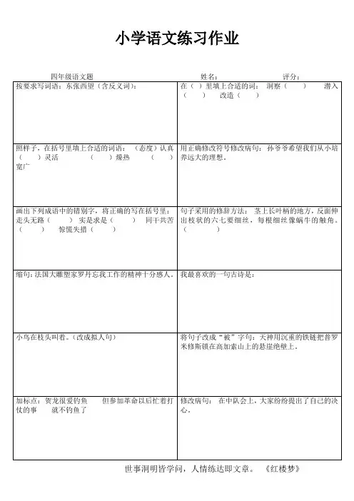小学四语文练习作业23