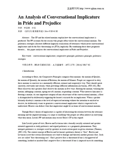 An Analysis of Conversational Implicature in Pride