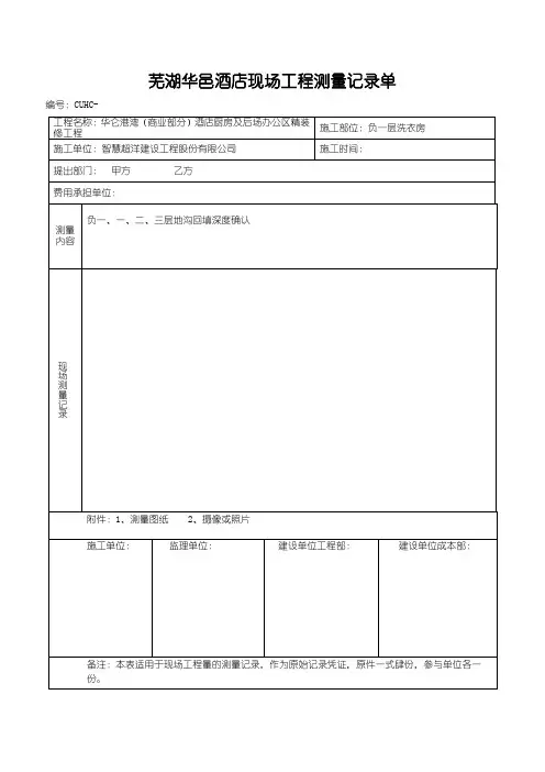 现场工程测量记录单-
