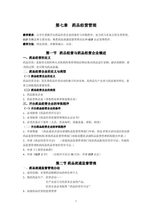 第七章  药品经营管理