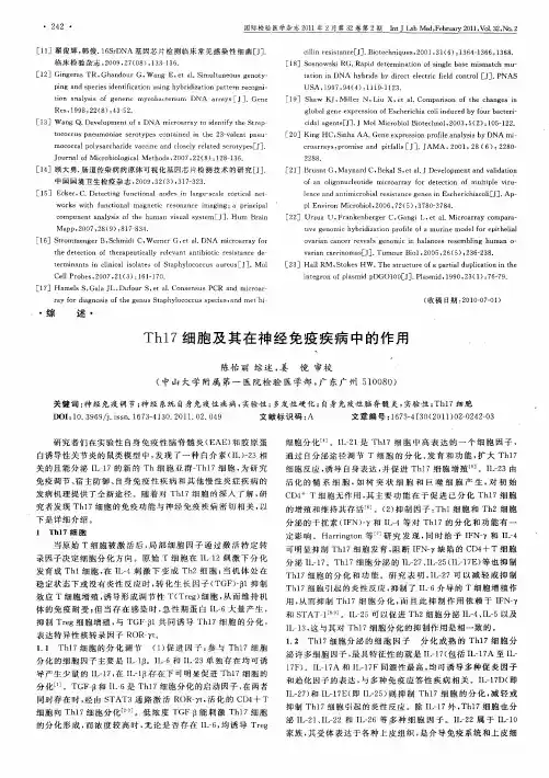 Th17细胞及其在神经免疫疾病中的作用